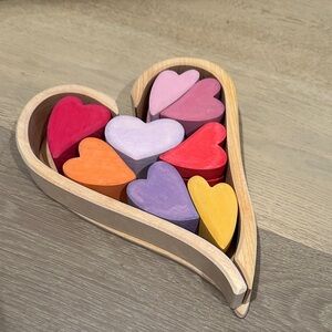 Grimms Wooden Heart Blocks - Red